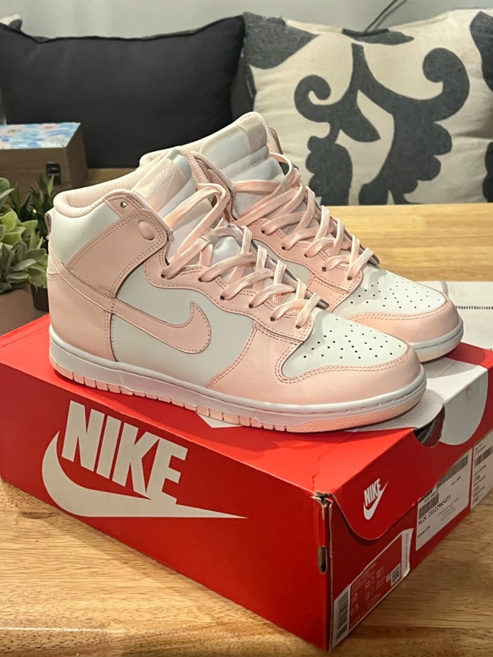 Nike Women’s Light Pink and White High-Top Sneakers